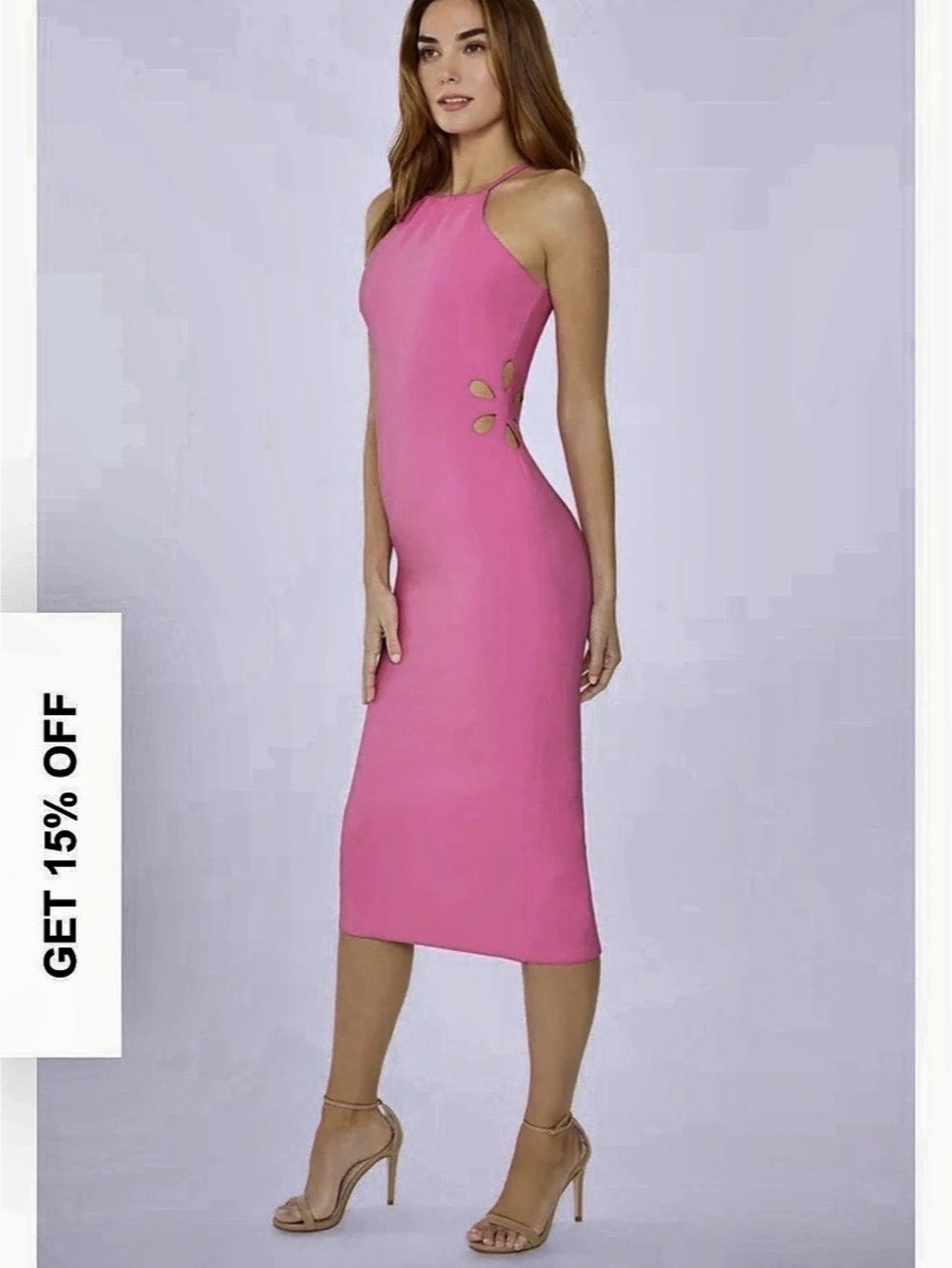 Likely Pink Cutout Midi Dress Like New